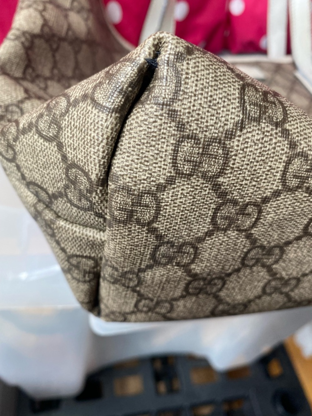 Gucci Beige GG Supreme Canvas Tote with Cream Leather Trim - Picture 13 of 17